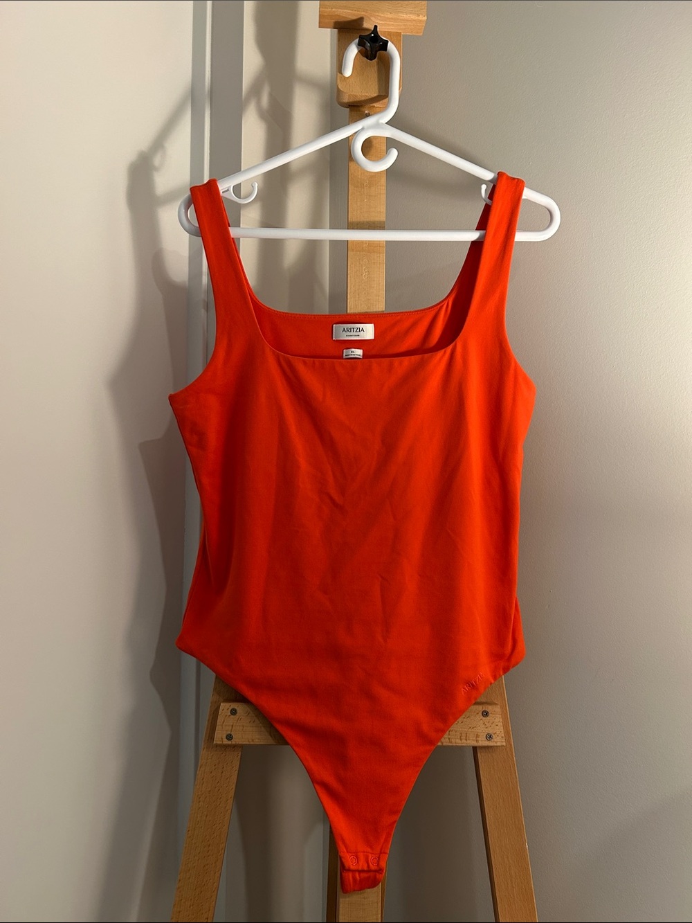 Aritzia Bright Red Square-Neck Bodysuit XL
